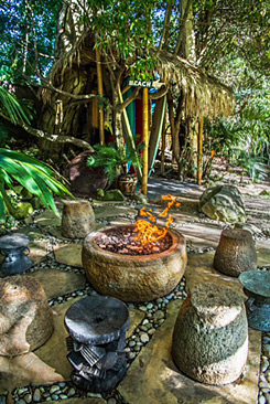 Warm glow from the firepit